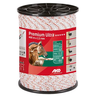AKO Premium Ultra schrikdraad wit/oranje 2.5 mm 400 m