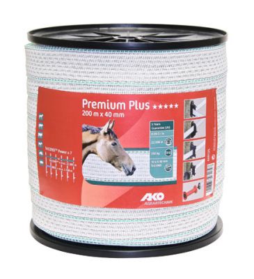 AKO Premium Plus schriklint wit/groen 4cm-200m