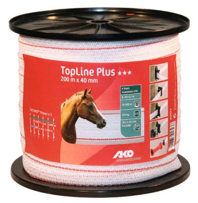 AKO TopLine Plus schriklint wit/rood 4cm-200m