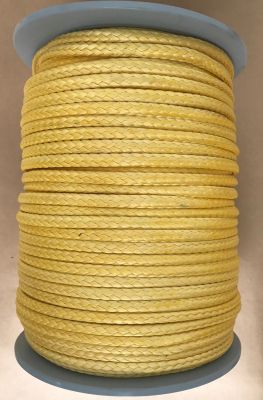 Roosterschuiftouw. V-Force, UHMPE, 12 strengs, 8 mm. MBL 6.0 ton Geel gecoat.